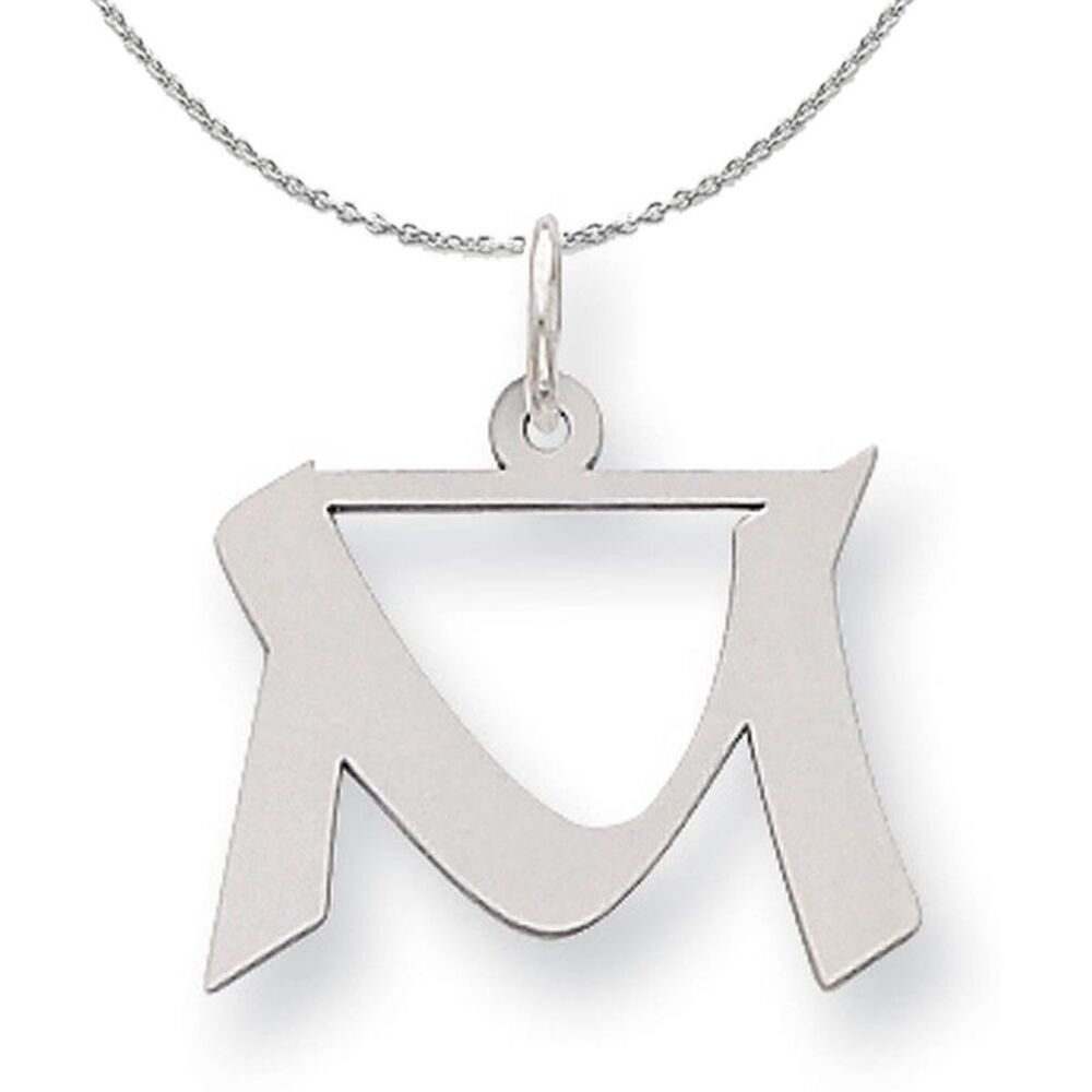 Silver Karlie Collection Block Initial Charm Letter M Necklace - 24 In